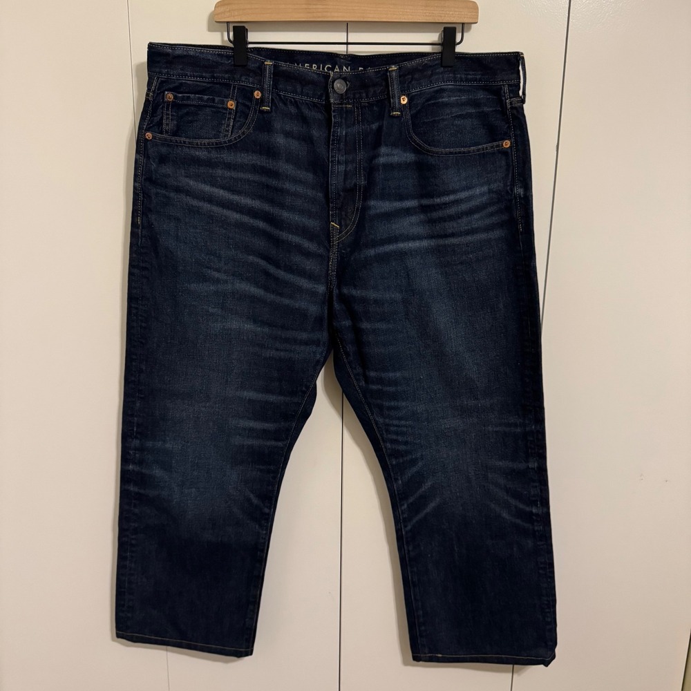 American Eagle Mens Relaxed Straight Dark Wash Denim Jeans 38x30
